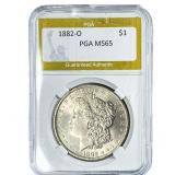 1882-O Morgan Silver Dollar PGA MS65
