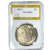 1891-S Morgan Silver Dollar PGA MS63