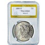 1880-O Morgan Silver Dollar PGA MS64 Micro O