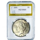 1935 Silver Peace Dollar PGA MS65
