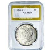 1900-S Morgan Silver Dollar PGA MS64