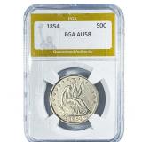 1854 Seated Liberty Half Dollar PGA AU58