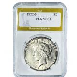 1922-S Silver Peace Dollar PGA MS63