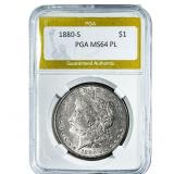 1880-S Morgan Silver Dollar PGA MS64 PL