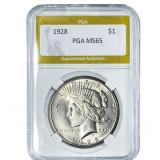 1928 Silver Peace Dollar PGA MS65
