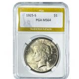 1925-S Silver Peace Dollar PGA MS64