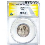 1917 Standing Liberty Quarter ANACS AU50 VAR 1
