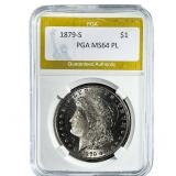 1879-S Morgan Silver Dollar PGA MS64 PL