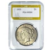 1935 Silver Peace Dollar PGA MS64