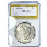 1878-S Morgan Silver Dollar PGA MS64
