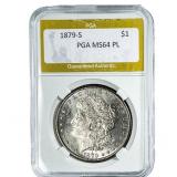 1879-S Morgan Silver Dollar PGA MS64 PL
