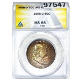 1958-D Franklin Half Dollar ANACS MS66 FBL