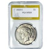 1928-S Silver Peace Dollar PGA MS64