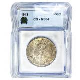 1943 Walking Liberty Half Dollar ICG MS64