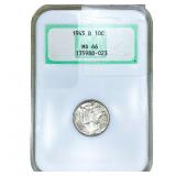 1945-D Mercury Silver Dime NGC MS66