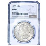 1883-S Morgan Silver Dollar NGC MS60