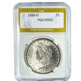 1888-O Morgan Silver Dollar PGA MS65