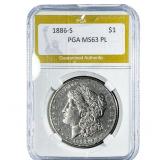 1886-S Morgan Silver Dollar PGA MS63 PL