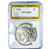 1934 Silver Peace Dollar PGA MS65+