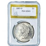 1887-O Morgan Silver Dollar PGA MS65