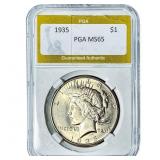 1935 Silver Peace Dollar PGA MS65