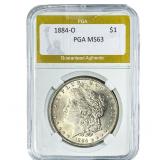 1884-O Morgan Silver Dollar PGA MS63