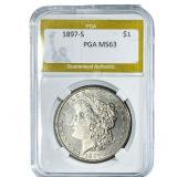 1897-S Morgan Silver Dollar PGA MS63