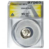 1944-D Mercury Silver Dime ANACS MS65 FSB
