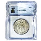 1943 Walking Liberty Half Dollar ICG MS64