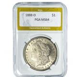 1888-O Morgan Silver Dollar PGA MS64