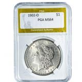 1902-O Morgan Silver Dollar PGA MS64