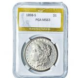 1898-S Morgan Silver Dollar PGA MS63