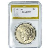 1927-D Silver Peace Dollar PGA MS63
