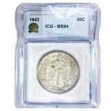 1943 Walking Liberty Half Dollar ICG MS64