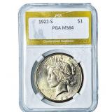 1922-S Silver Peace Dollar PGA MS64
