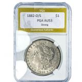 1882-O/S Morgan Silver Dollar PGA AU53 Strong