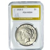 1926-S Silver Peace Dollar PGA MS64