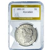 1891-CC Morgan Silver Dollar PGA MS63