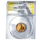 1970-S Wheat Cent ANACS MS63 RD Small Date