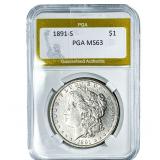 1891-S Morgan Silver Dollar PGA MS63
