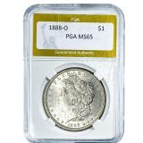 1888-O Morgan Silver Dollar PGA MS65