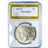 1927-D Silver Peace Dollar PGA MS63+