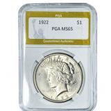 1922 Silver Peace Dollar PGA MS65