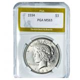 1934 Silver Peace Dollar PGA MS63
