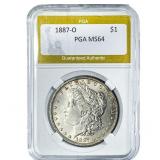 1887-O Morgan Silver Dollar PGA MS64