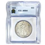 1943 Walking Liberty Half Dollar ICG MS64