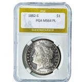 1882-S Morgan Silver Dollar PGA MS64 PL