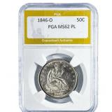 1846-O Seated Liberty Dollar PGA MS62 PL