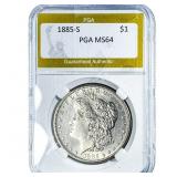 1885-S Morgan Silver Dollar PGA MS64