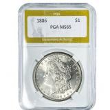 1886 Morgan Silver Dollar PGA MS65